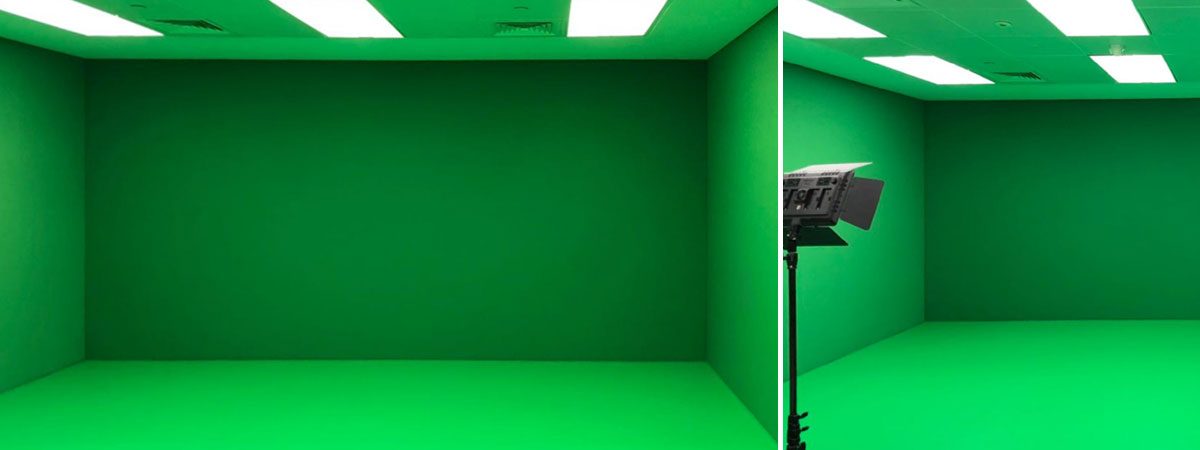 Fond vert Chromakey pour salle de conférence– Relooking d'une salle avec  des cycloramas